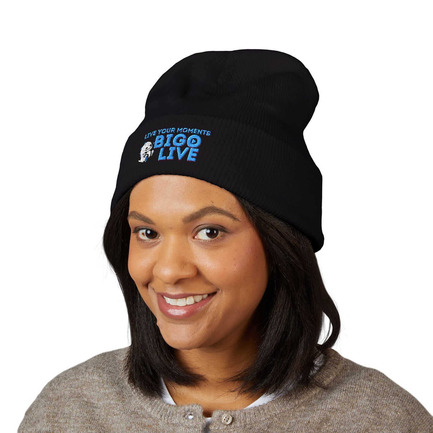 BIGO LIVE Classic Cuffed Beanie - Embroidered Logo Hat for Trendy Streetwear-OG official-live-streamer apparel-by Monica Lynne Chase