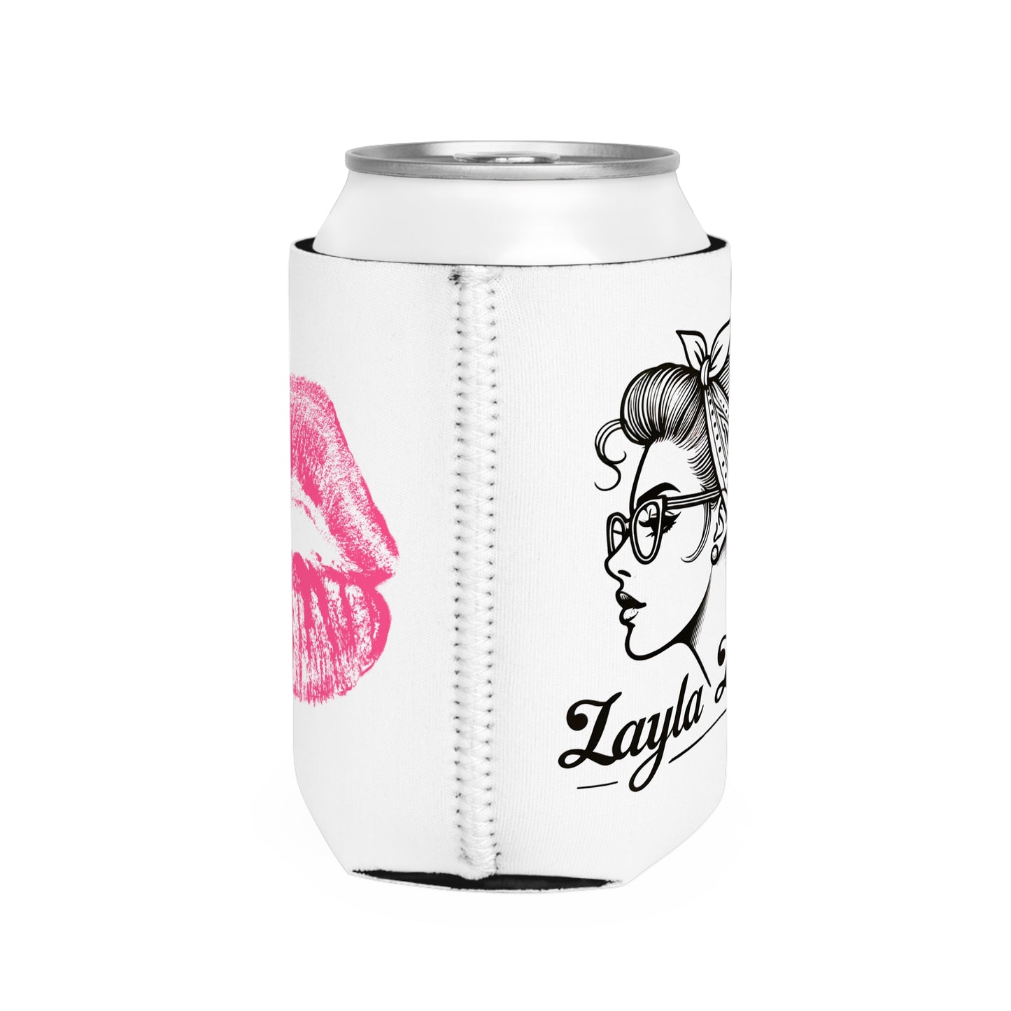 Official OG Layla Library Can Coozie - Iconic Kiss & Layla Library Logo Exclusive Merch Designs by Monica Lynne Chase, Gift for her, Gift for him, Gift for them Bigo Live Fans