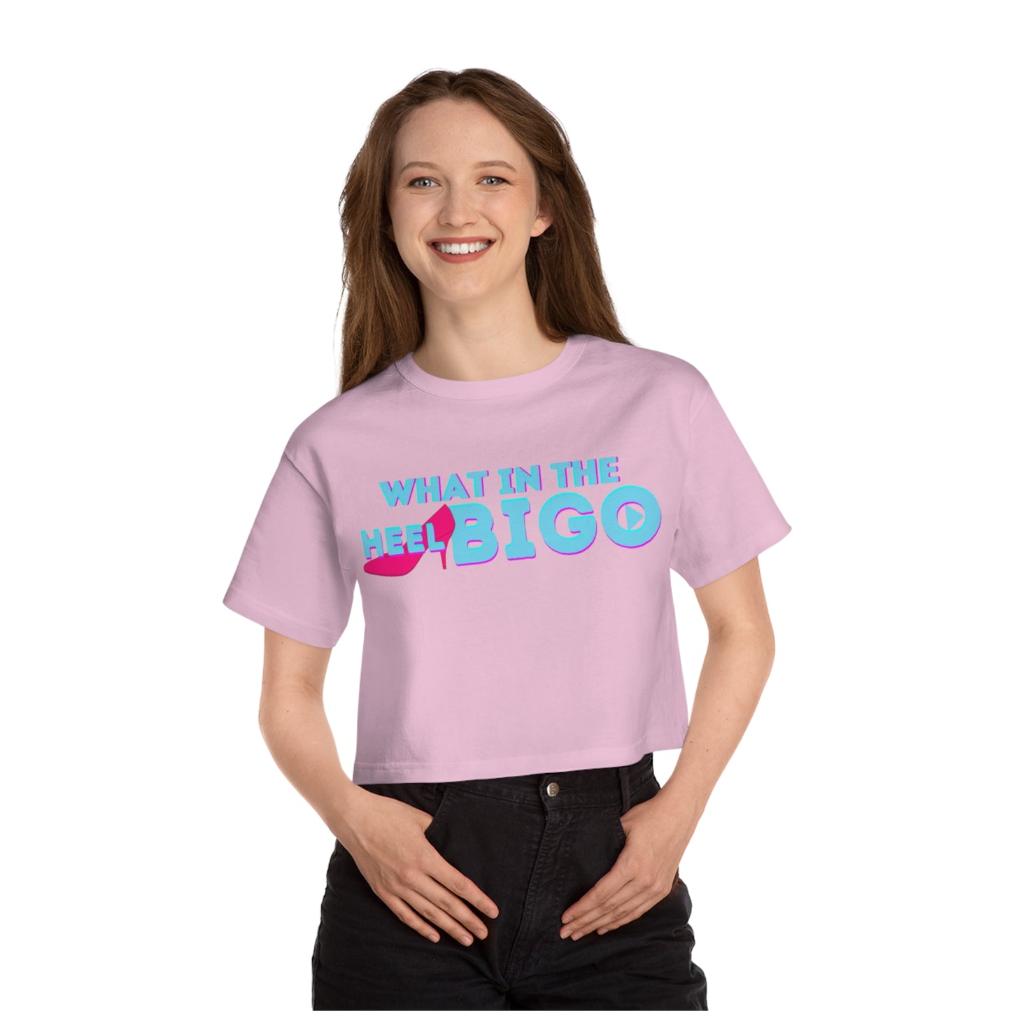 'What in the Heel Bigo' Official OG Bigo Live-Streamer Premium Crop Top-limited edition-by Monica Lynne Chase-Champion-Summer Fun Apparel