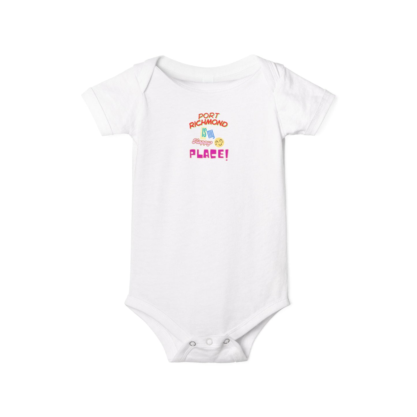Infant Port Richmond Happy Place Onesie- Perfect Baby Gift for New Parents, Cute Infant Bodysuit, Shower Gift, Birthday Outfit, Baby Clothes