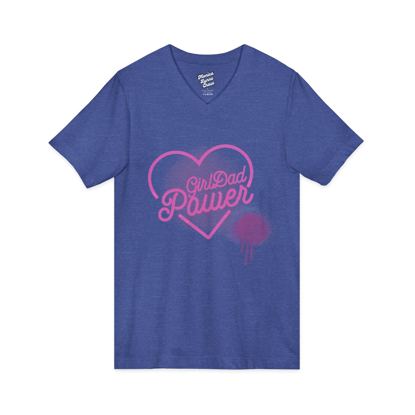 Mike's V Tees-Unisex V-Neck Tee - Girl Dad Power, Perfect Gift for Father's Day, Casual Wear, Family Outings, Summer Style