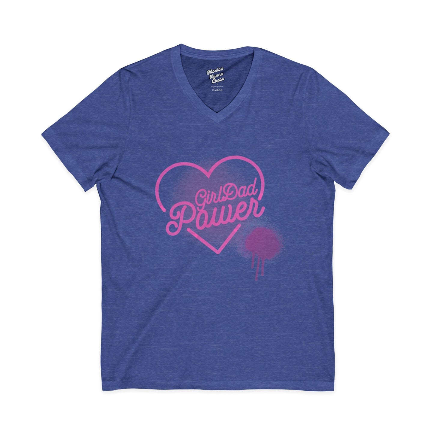 Mike's V Tees-Unisex V-Neck Tee - Girl Dad Power, Perfect Gift for Father's Day, Casual Wear, Family Outings, Summer Style
