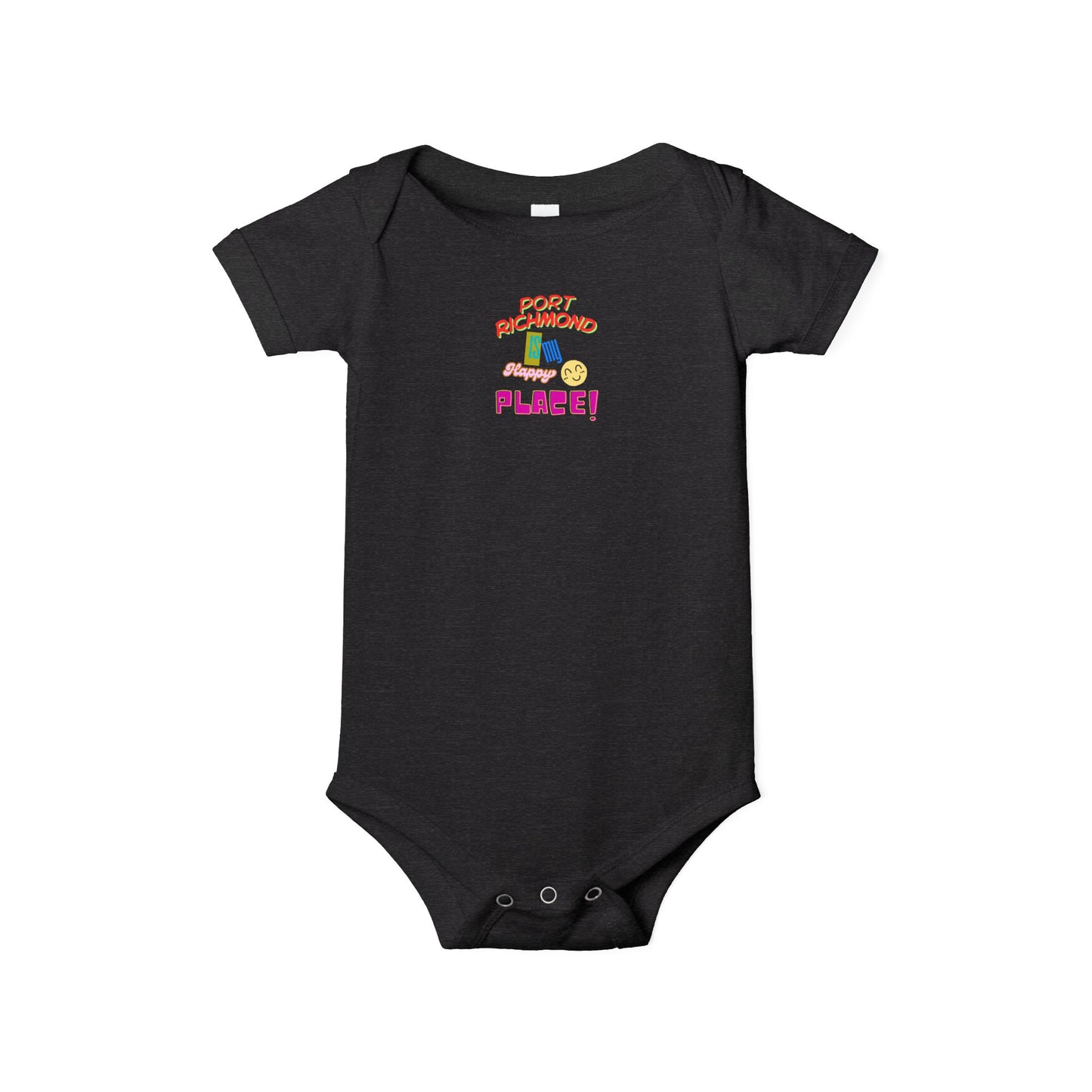 Infant Port Richmond Happy Place Onesie- Perfect Baby Gift for New Parents, Cute Infant Bodysuit, Shower Gift, Birthday Outfit, Baby Clothes