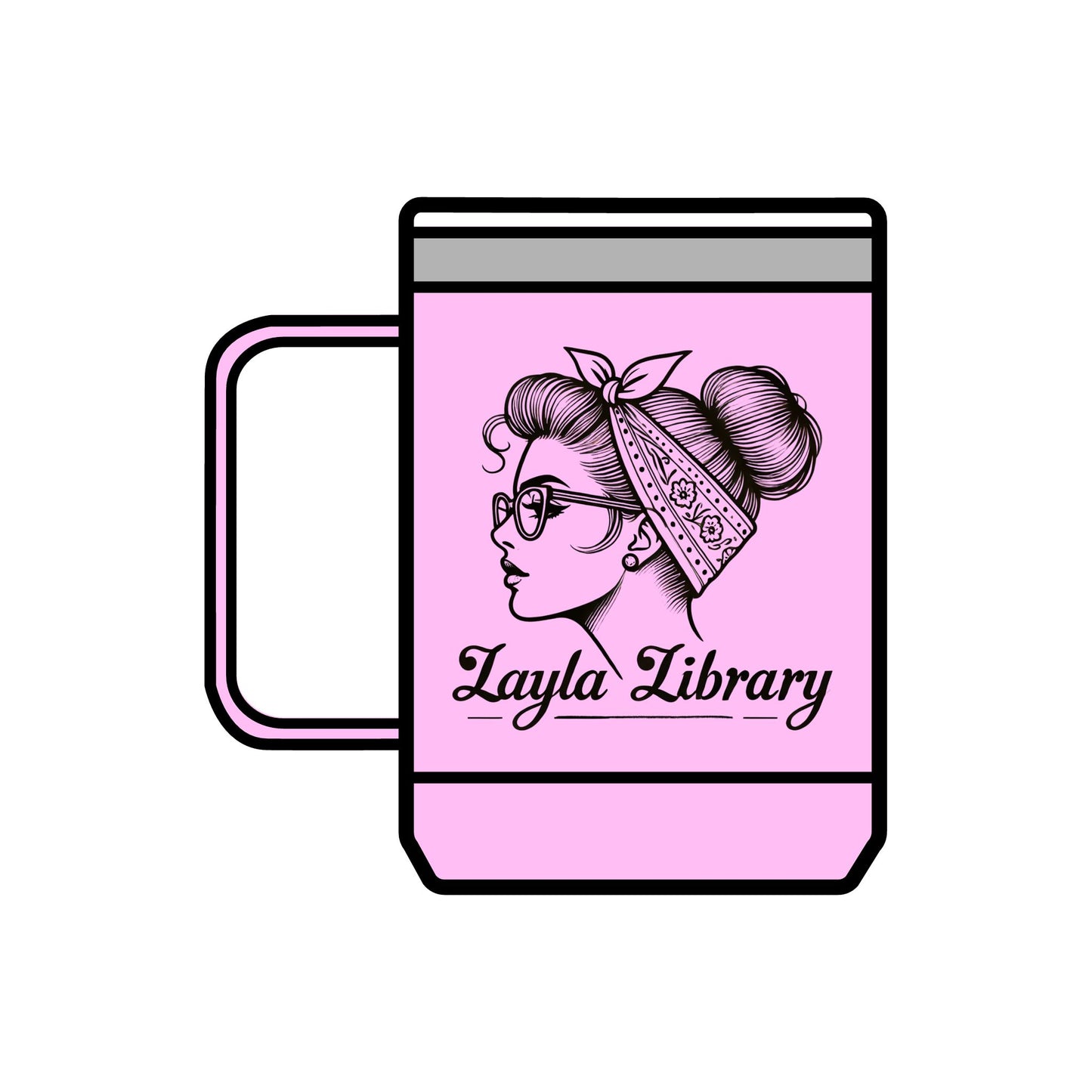 Official OG Brand New Layla Library Coffee Mug Tumbler, Iconic kiss from Layla, Designed by Monica Lynne Chase, BIGO Live dino blue and pink, gift for coffee lovers