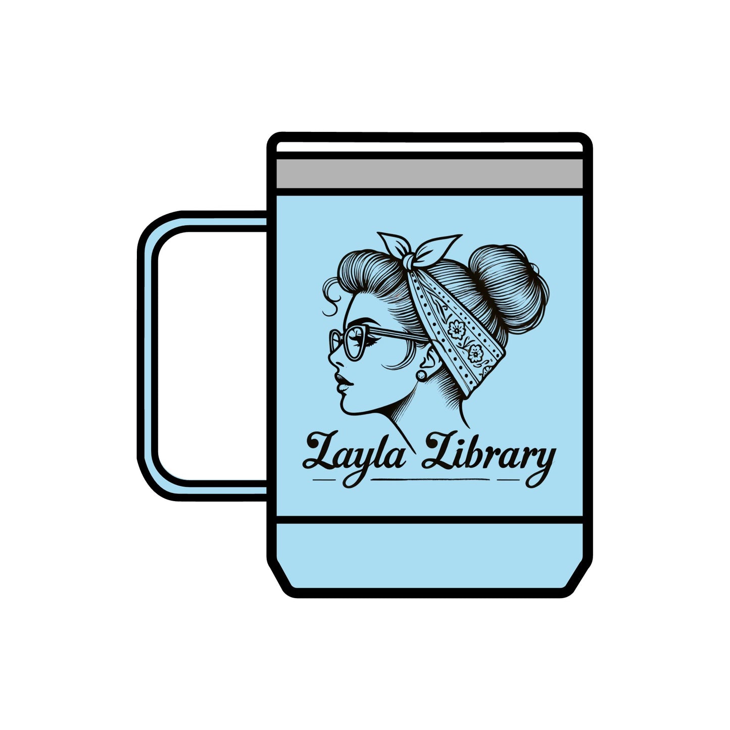 Official OG Brand New Layla Library Coffee Mug Tumbler, Iconic kiss from Layla, Designed by Monica Lynne Chase, BIGO Live dino blue and pink, gift for coffee lovers