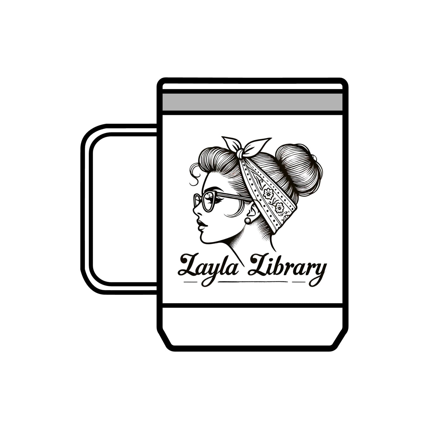 Official OG Brand New Layla Library Coffee Mug Tumbler, Iconic kiss from Layla, Designed by Monica Lynne Chase, BIGO Live dino blue and pink, gift for coffee lovers