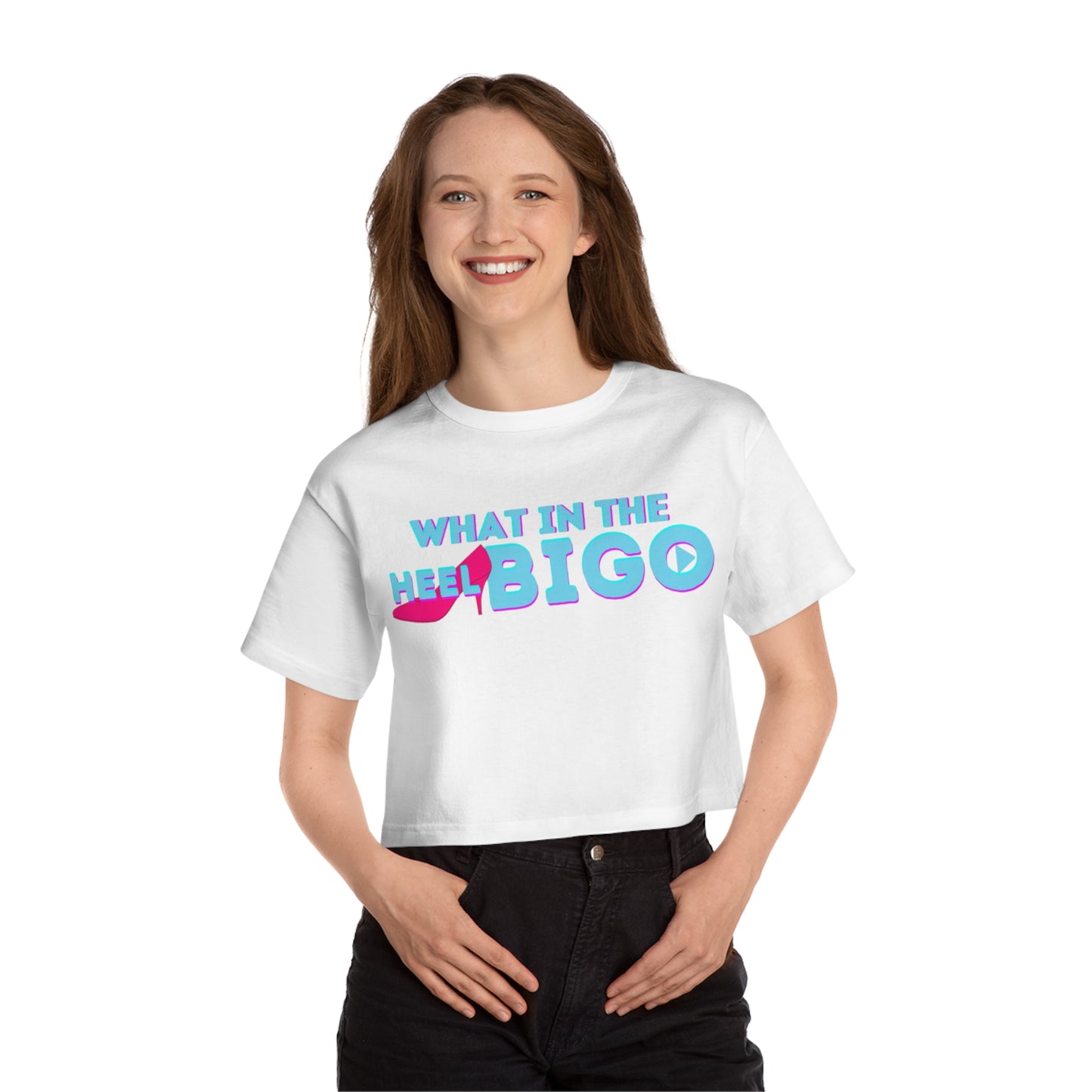 'What in the Heel Bigo' Official OG Bigo Live-Streamer Premium Crop Top-limited edition-by Monica Lynne Chase-Champion-Summer Fun Apparel