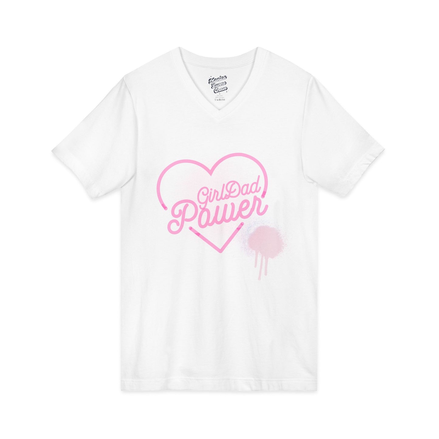 Mike's V Tees-Unisex V-Neck Tee - Girl Dad Power, Perfect Gift for Father's Day, Casual Wear, Family Outings, Summer Style