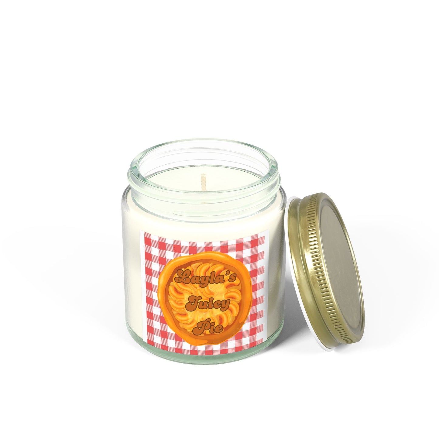 Layla's Juicy Pie Scented Candle - Coconut Apricot Wax (4oz & 9oz) Light it up and be dominated by the scent of Layla's Juicy Pie brought to you by Monica Lynne Chase #candle #soywa #apricotwax
