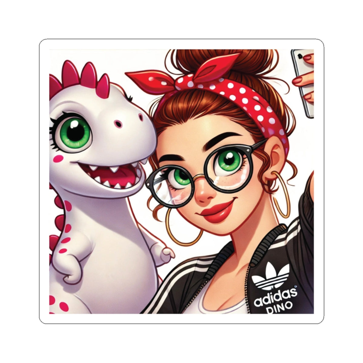 Official OG Layla Library signature red bandana and girl dragon Stickers - Layla Library-design by Monica Lynne Chase Collectible Sticker Card Gift for him gift for her