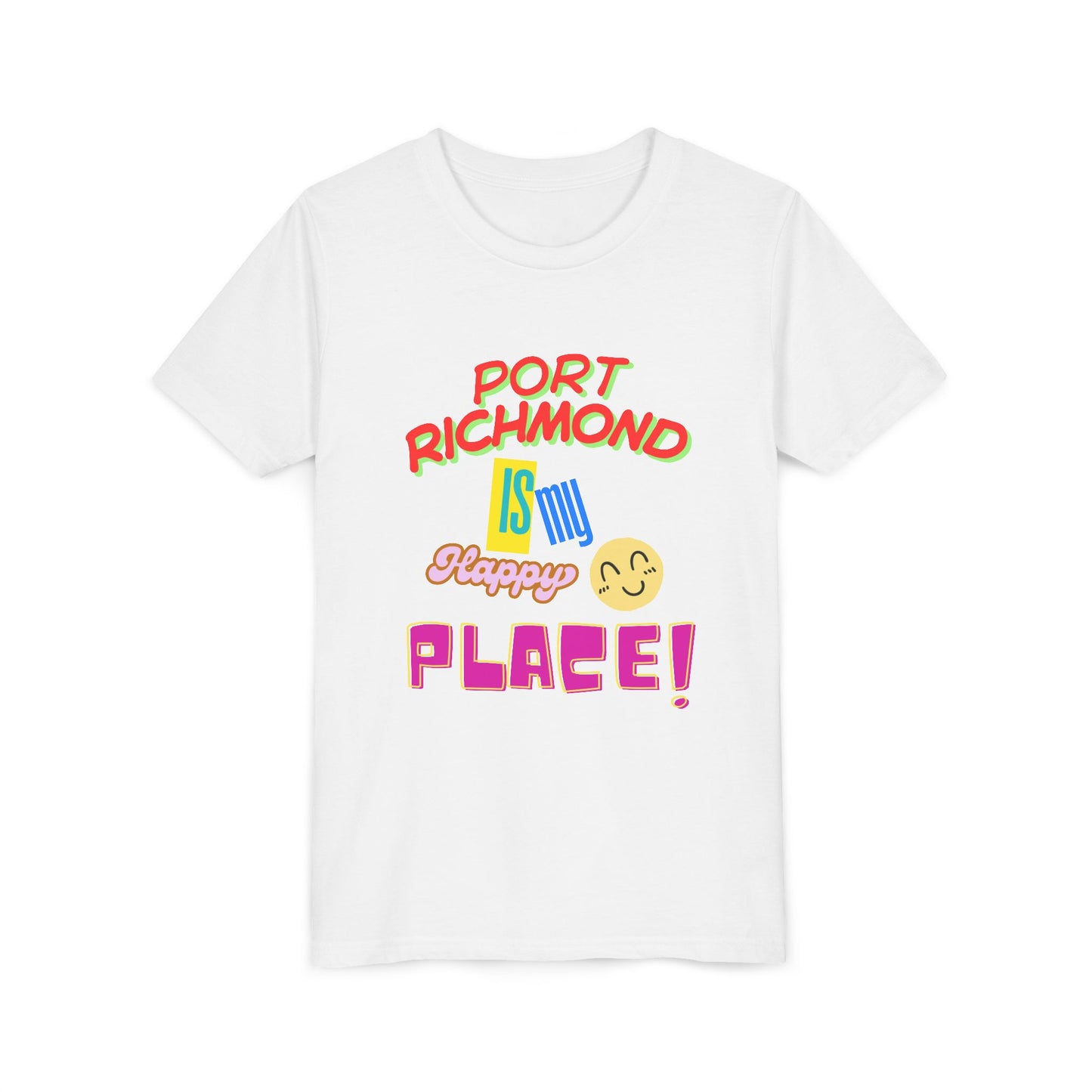 Port Richmond is My Happy Place Youth Tee, Fun Kids' T-Shirt, Summer Apparel, Gift for Boys/Girls, Vacation Wear, Adventure Shirt