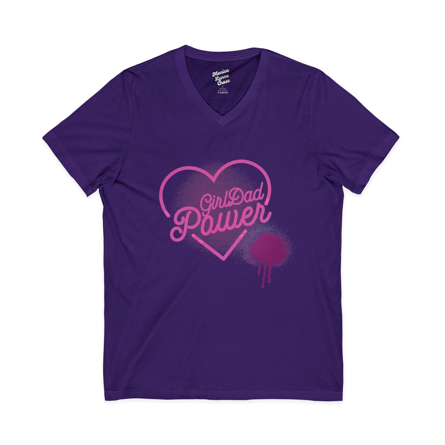 Mike's V Tees-Unisex V-Neck Tee - Girl Dad Power, Perfect Gift for Father's Day, Casual Wear, Family Outings, Summer Style