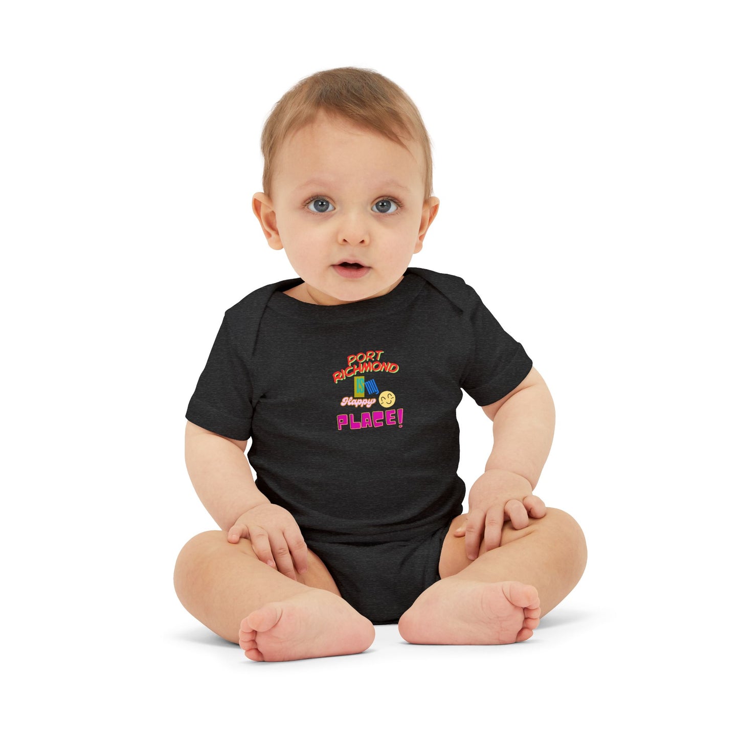 Infant Port Richmond Happy Place Onesie- Perfect Baby Gift for New Parents, Cute Infant Bodysuit, Shower Gift, Birthday Outfit, Baby Clothes
