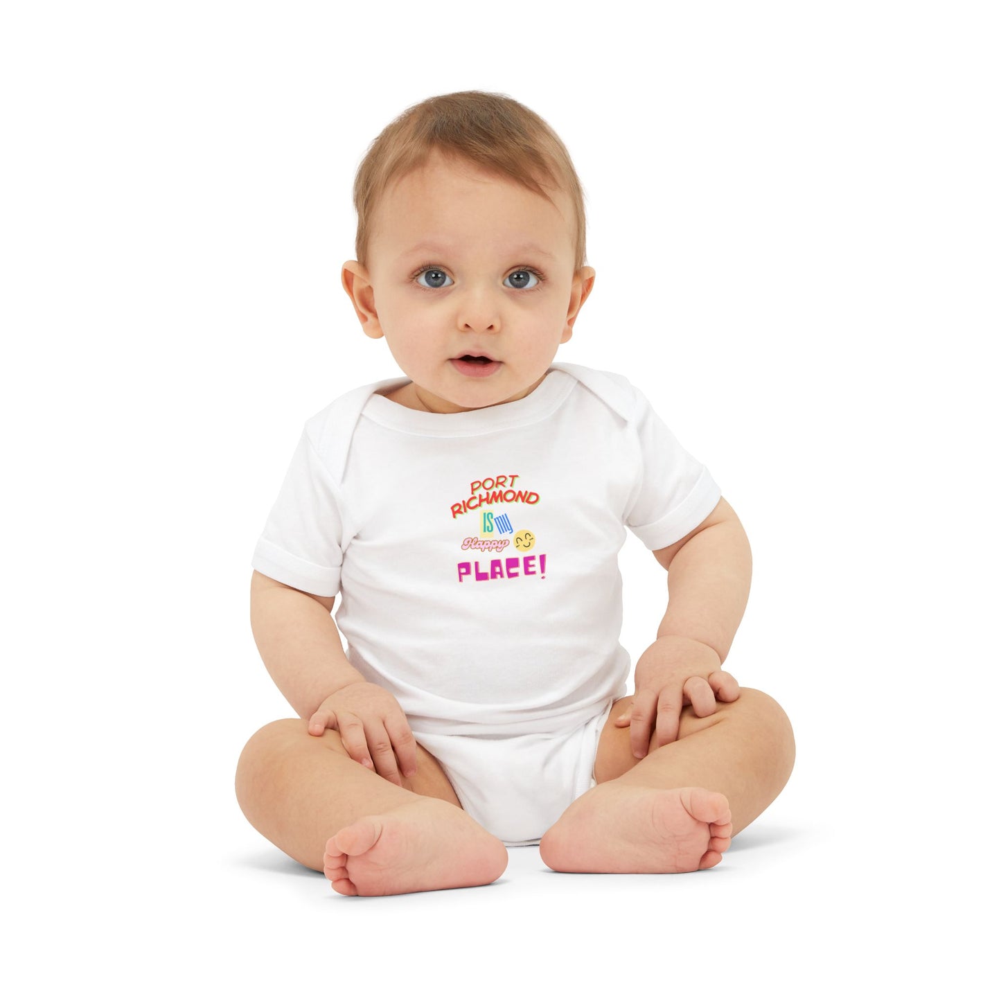 Infant Port Richmond Happy Place Onesie- Perfect Baby Gift for New Parents, Cute Infant Bodysuit, Shower Gift, Birthday Outfit, Baby Clothes