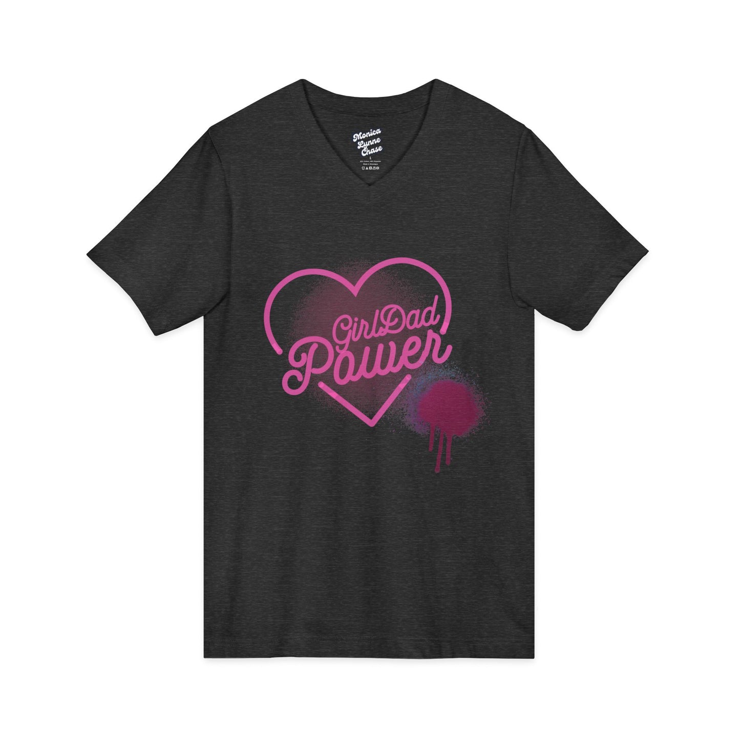 Mike's V Tees-Unisex V-Neck Tee - Girl Dad Power, Perfect Gift for Father's Day, Casual Wear, Family Outings, Summer Style