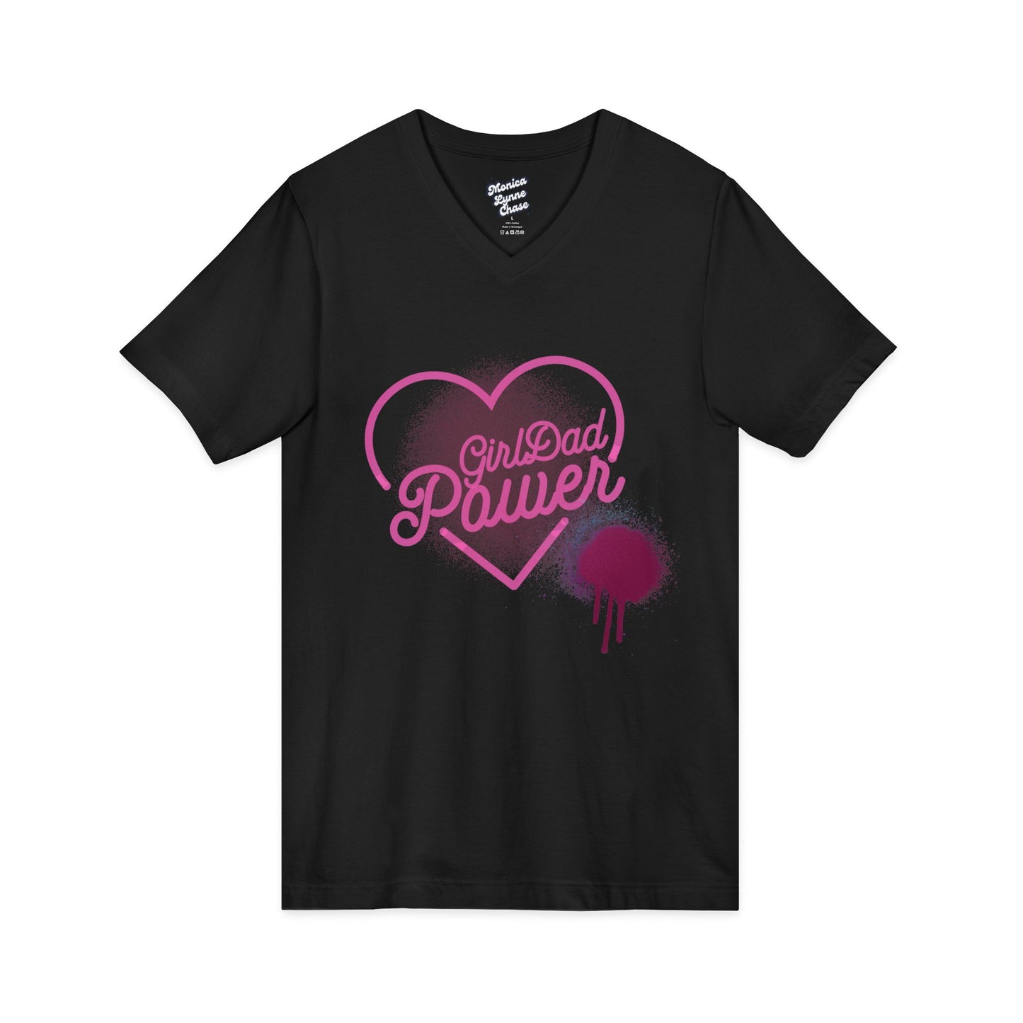 Mike's V Tees-Unisex V-Neck Tee - Girl Dad Power, Perfect Gift for Father's Day, Casual Wear, Family Outings, Summer Style