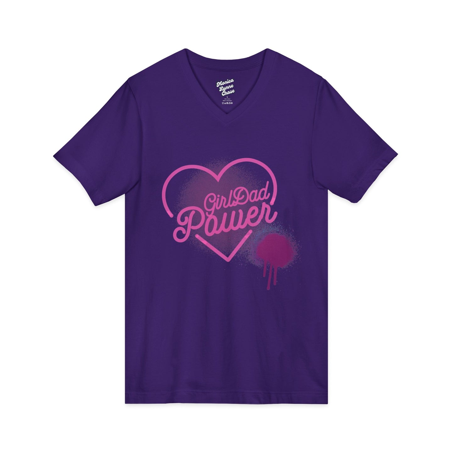 Mike's V Tees-Unisex V-Neck Tee - Girl Dad Power, Perfect Gift for Father's Day, Casual Wear, Family Outings, Summer Style