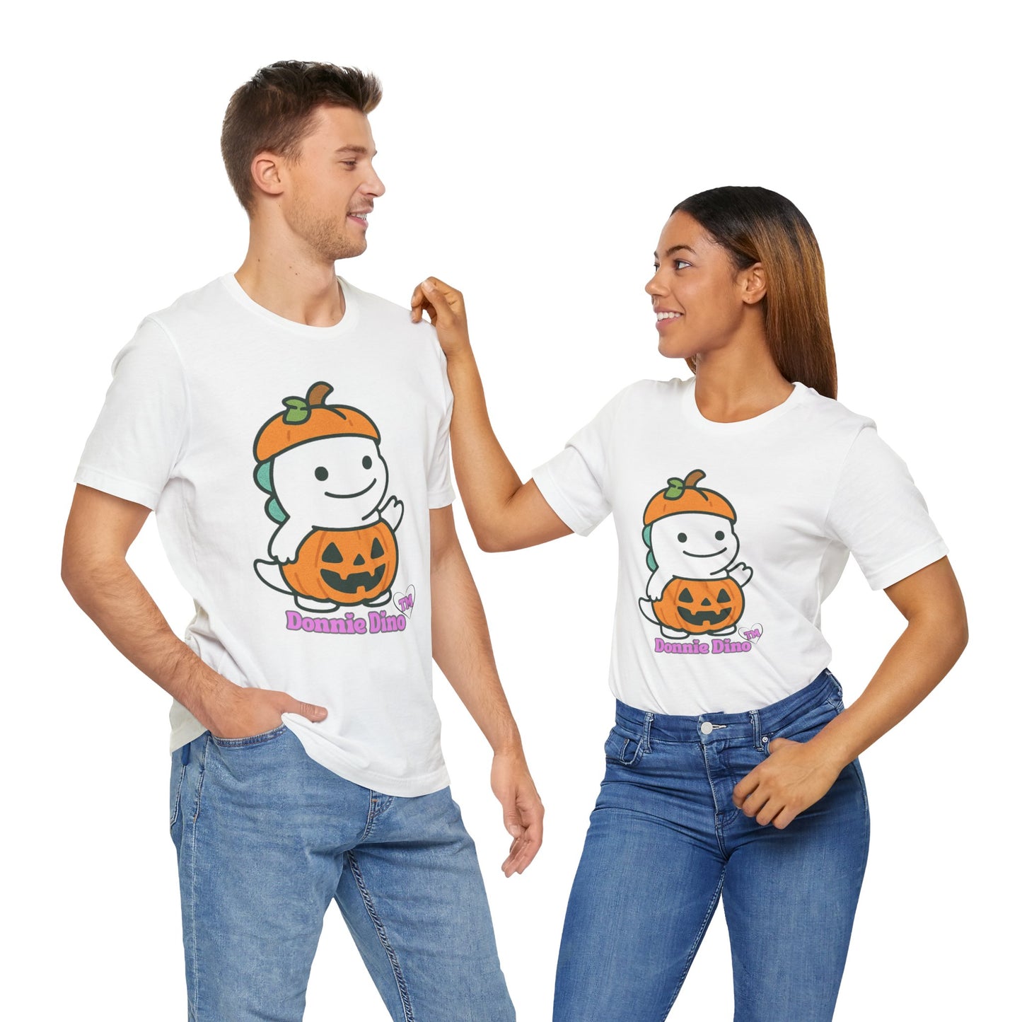 Halloween Donnie Dino Tee, Cute Dino Shirt, Unisex Short Sleeve Halloween T-Shirt, Dino Lover Gift, Fun Spooky Apparel, Bigo Live Apparel