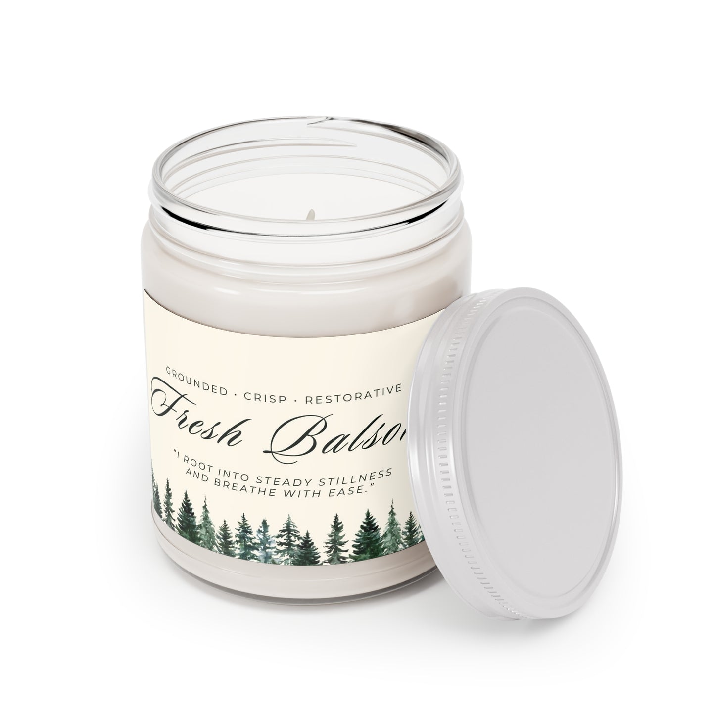 Fresh Balsam 9oz Soy Candle — Grounding Balsam Fir & Cedarwood (Affirmation: “I root into steady stillness and breathe with ease.”)