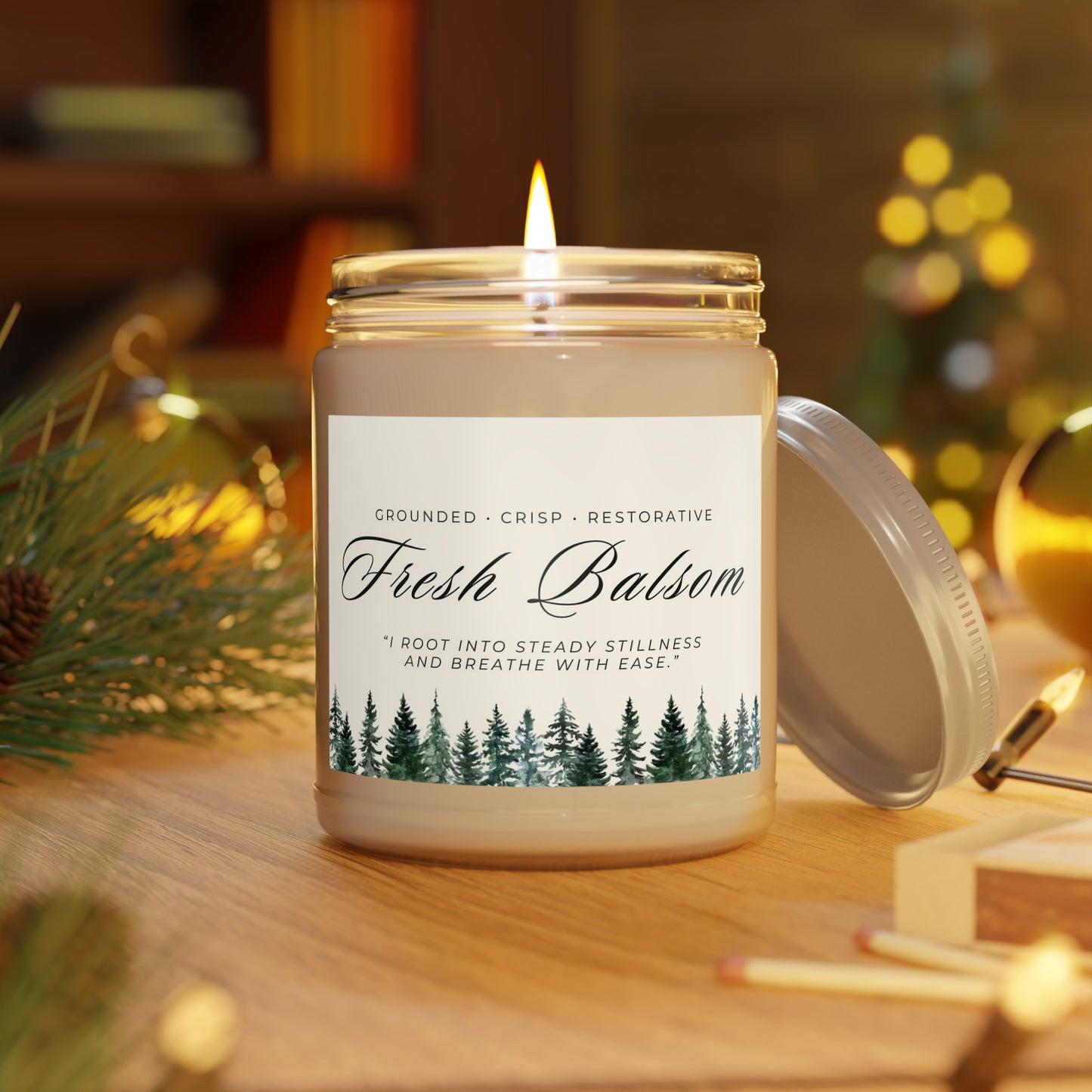 Fresh Balsam 9oz Soy Candle — Grounding Balsam Fir & Cedarwood (Affirmation: “I root into steady stillness and breathe with ease.”)