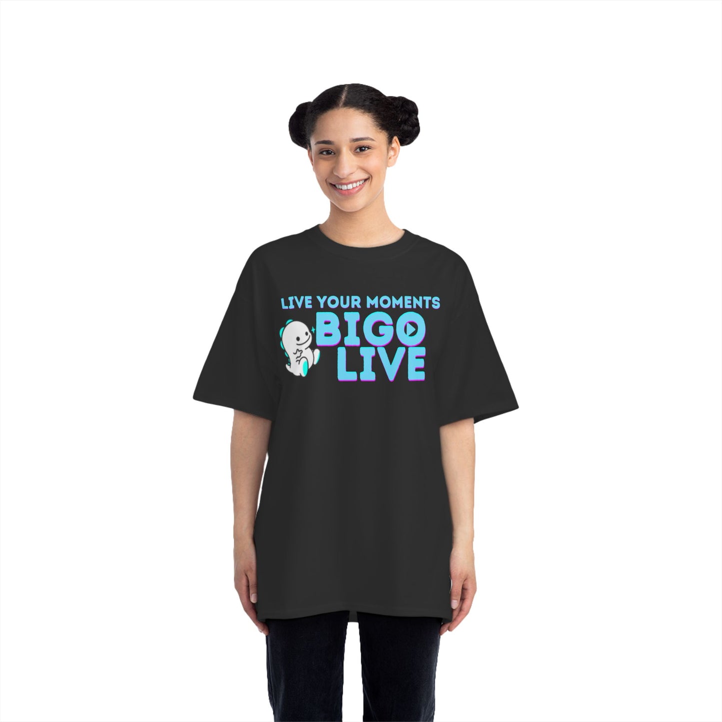 'Live Your Moments BIGO LIVE' Short-Sleeve T-Shirt for Fans and Friends of Live-Streaming-by Monica Lynne Chase-Big and Tall