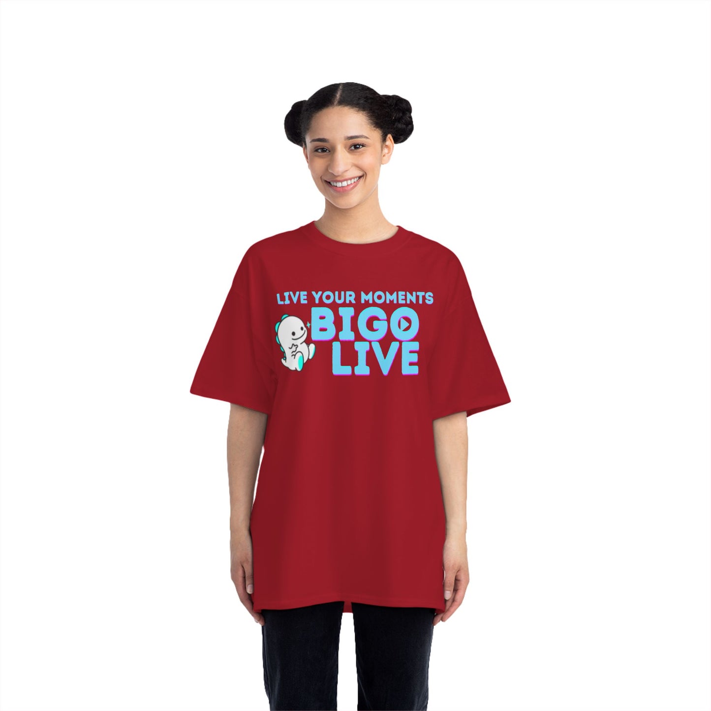 'Live Your Moments BIGO LIVE' Short-Sleeve T-Shirt for Fans and Friends of Live-Streaming-by Monica Lynne Chase-Big and Tall