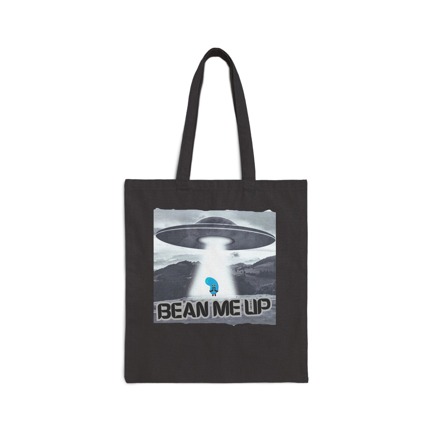 Bean Me Up Retro UFO Punny Cotton Canvas Tote Bag-BIGO LIve sayings-Layla Library Fans-design by Monica Lynne Chase