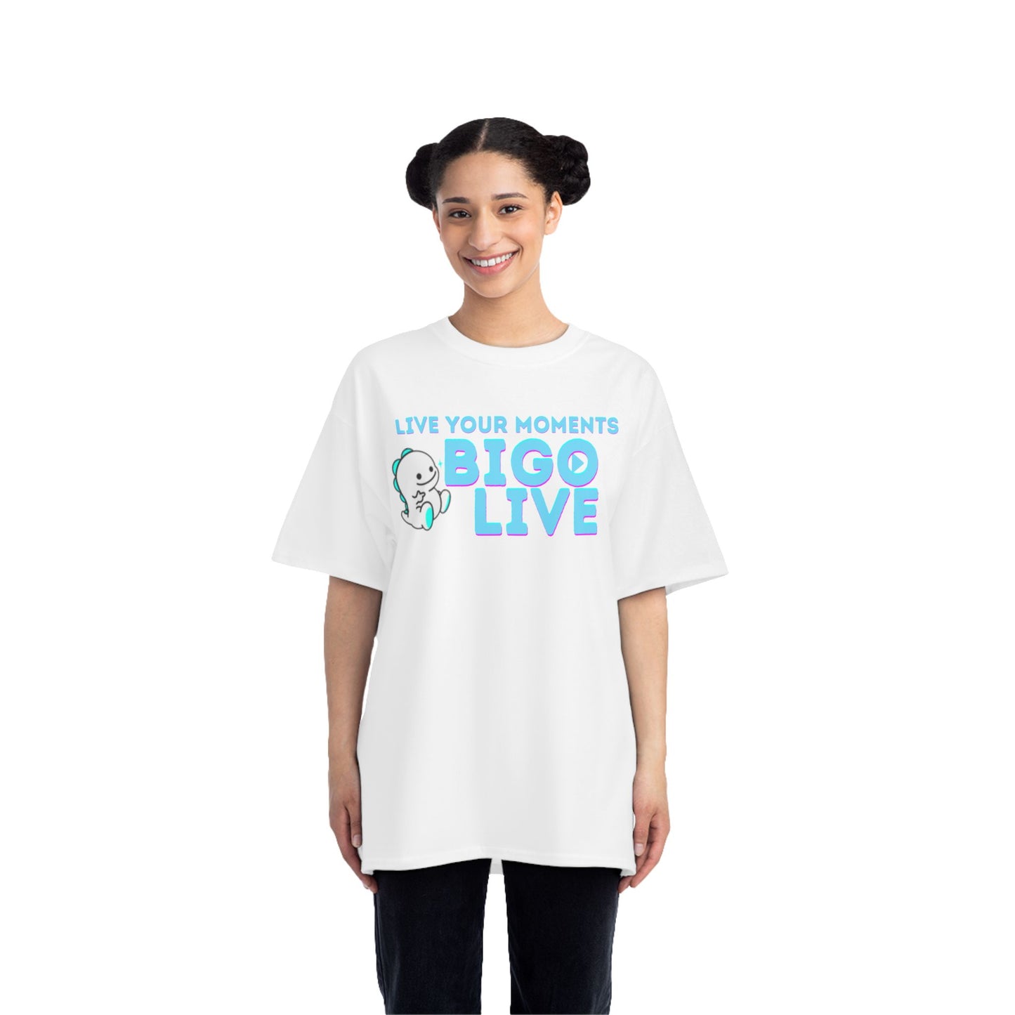 'Live Your Moments BIGO LIVE' Short-Sleeve T-Shirt for Fans and Friends of Live-Streaming-by Monica Lynne Chase-Big and Tall