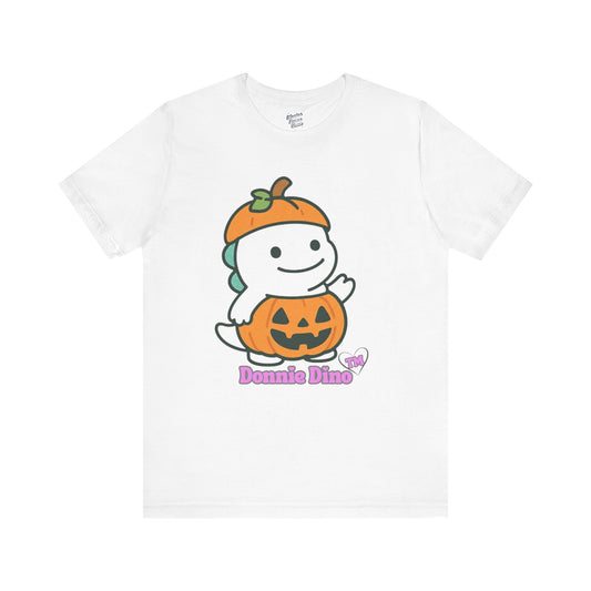 Halloween Donnie Dino Tee, Cute Dino Shirt, Unisex Short Sleeve Halloween T-Shirt, Dino Lover Gift, Fun Spooky Apparel, Bigo Live Apparel