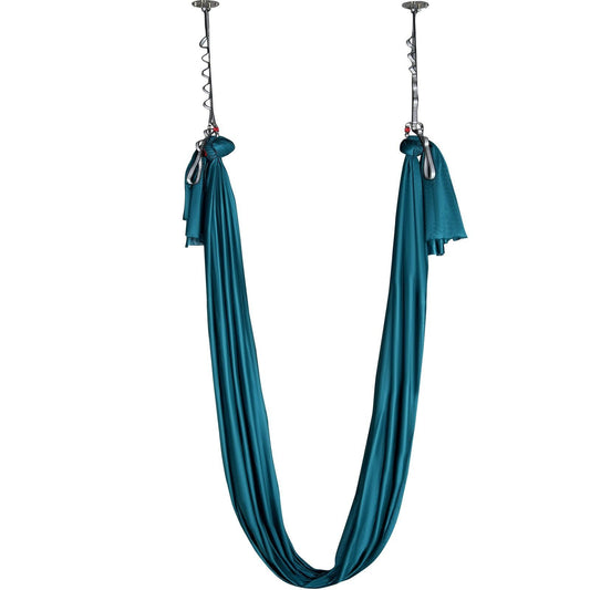Aerial Silk & Yoga Swing, 8.7 Yards, Aerial Yoga Hammock Kit with 100gsm Nylon Fabric, Full Rigging Hardware & Easy Set-up Guide, Antigravity Flying for All Levels Fitness Bodybuilding, Green